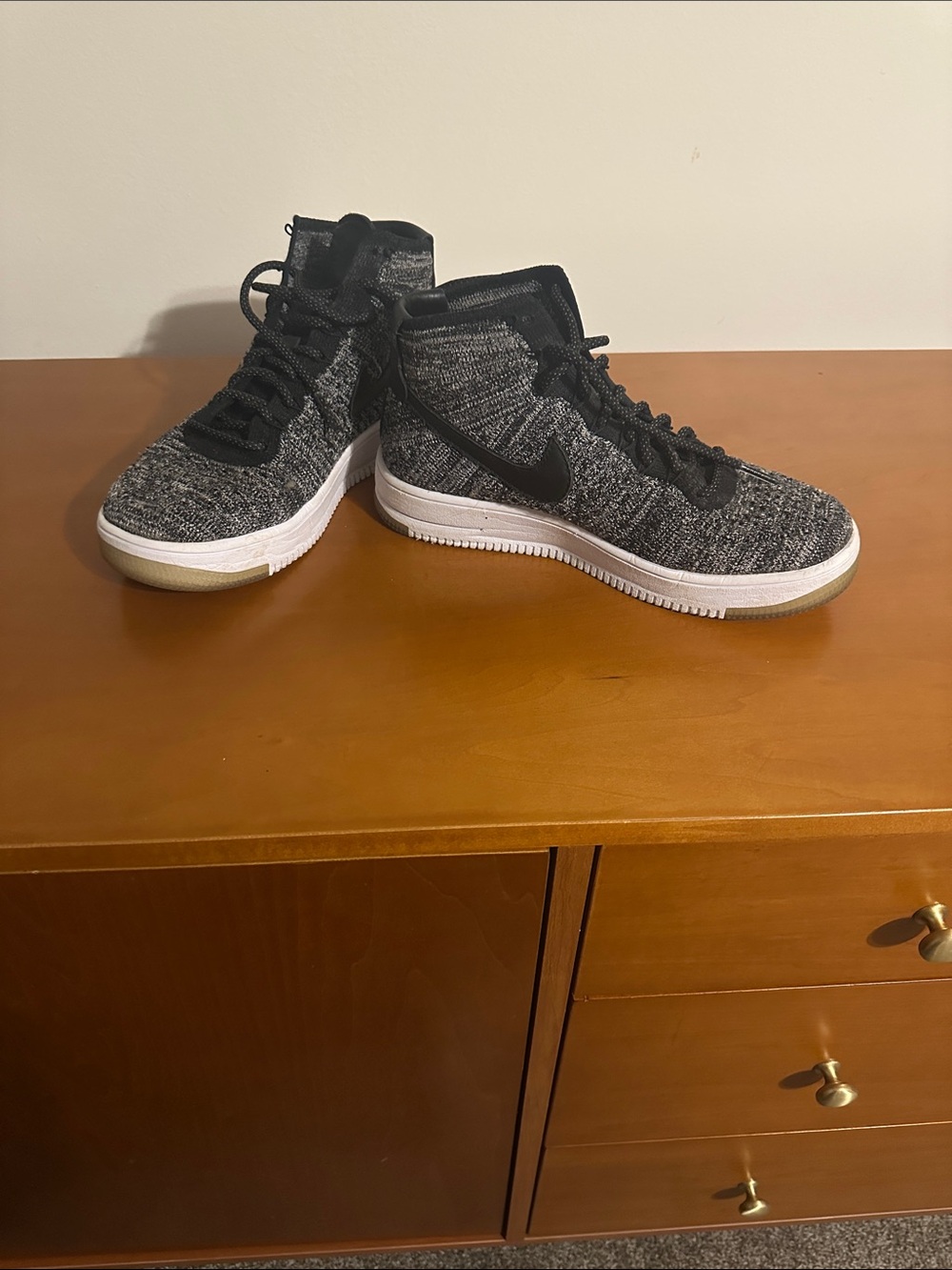 Nike Black and Gray Flyknit High-Top Sneakers